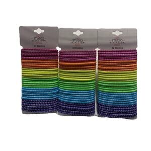Studio Selection Kids Hair Elastics Lot of 3 96 Ct Rainbow No Damage Ponytail